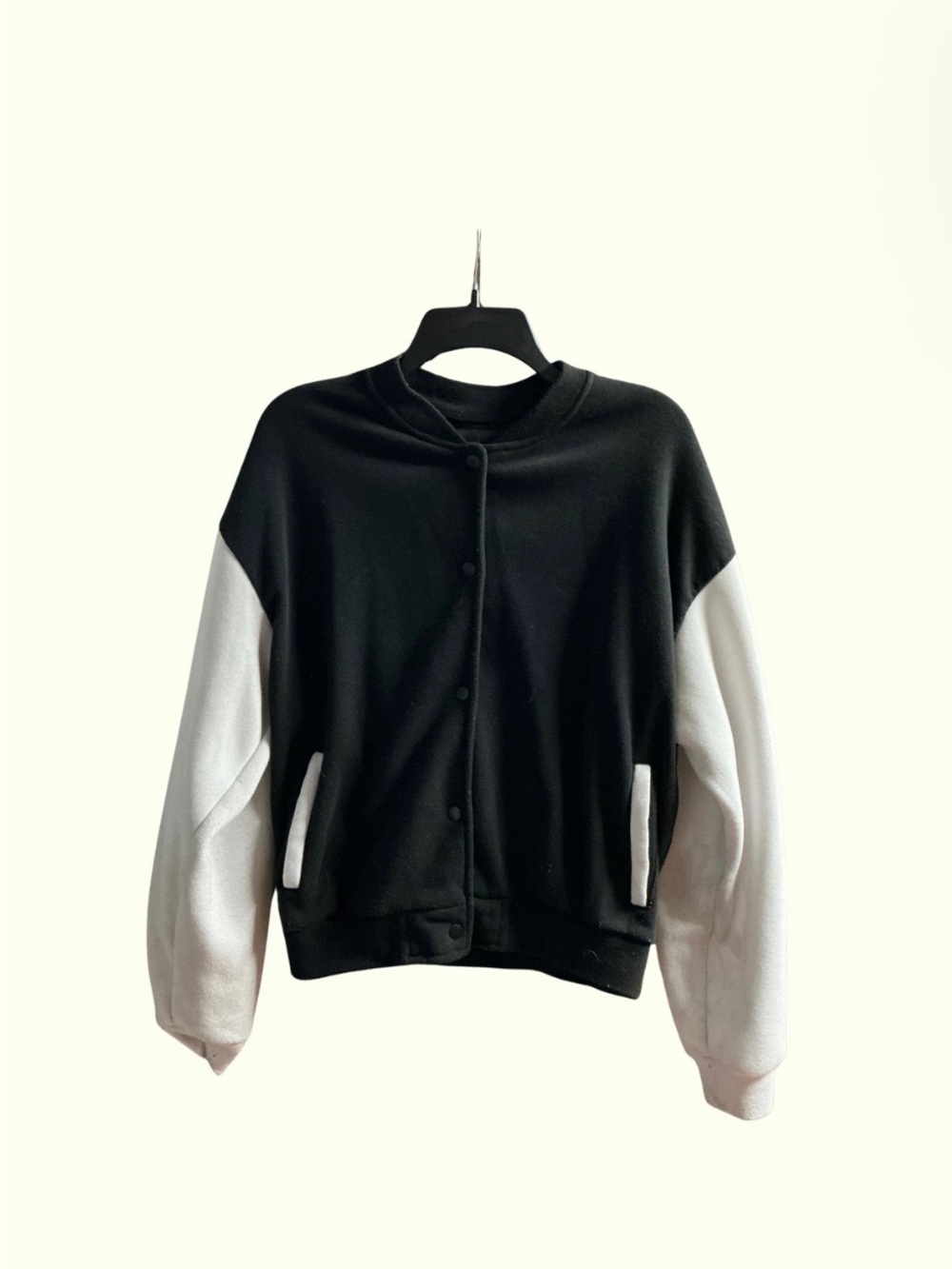 Amazon Black and White Colorblock Bomber Jacket